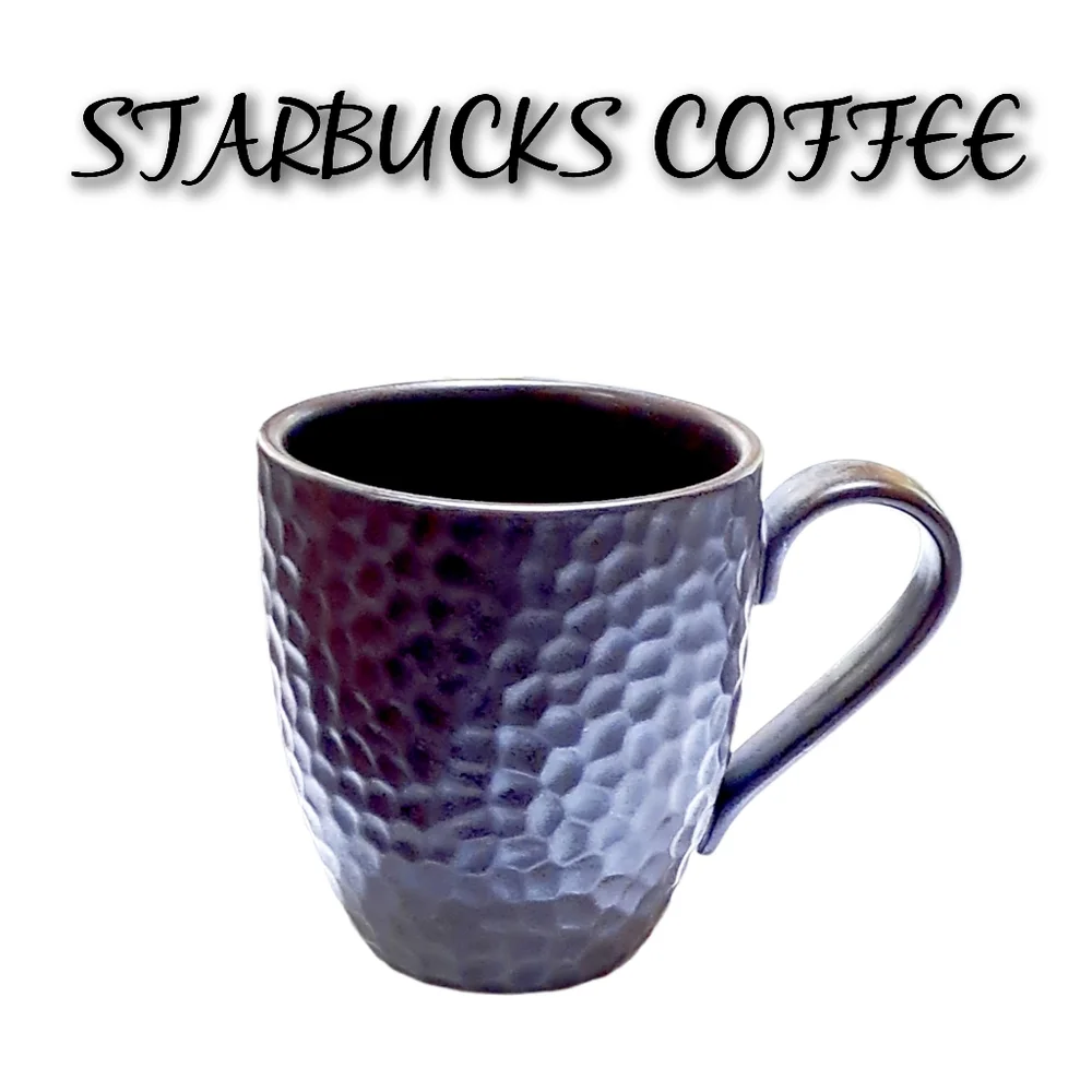👣 4/$20. Starbucks Black Color with Hammered Textured Accent Mug - Picture 3 of 6